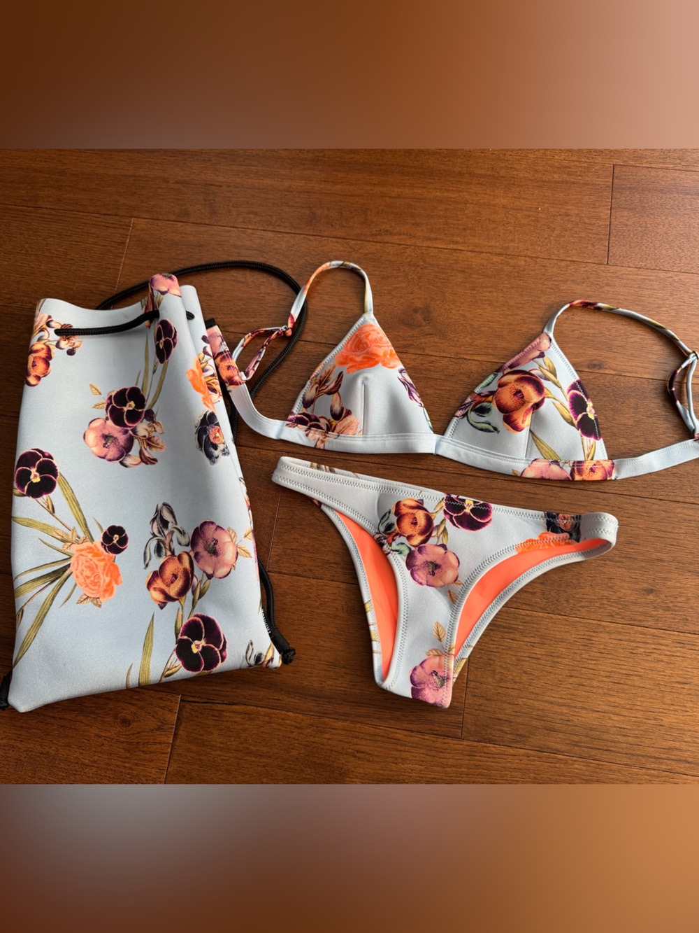 Triangl Two-Piece Bikini Set with matching bag. Never worn. Size S